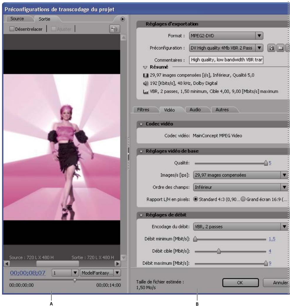 ADOBE ENCORE CS3 - A propos des préconfigurations de transcodage du projet - 1