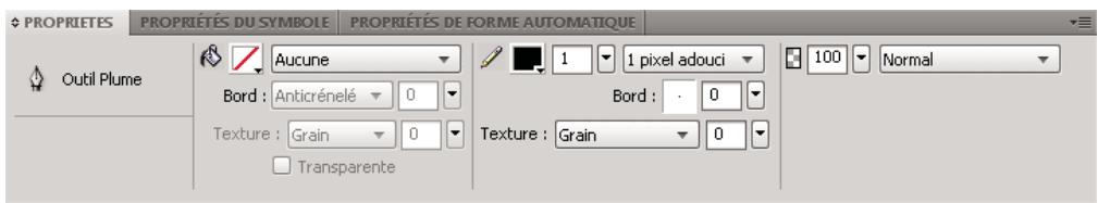 ADOBE FIREWORKS CS4 - Affichage des options de l'outil dans linspecteur des propriétés - 1