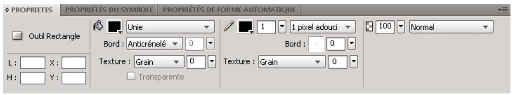 ADOBE FIREWORKS CS4 - Développement ou réduction de l'inspecteur Propriétés - 1