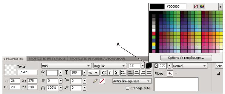 ADOBE FIREWORKS CS4 - Définition de la couleur du texte dans un bloc de texte sélectionné - 1