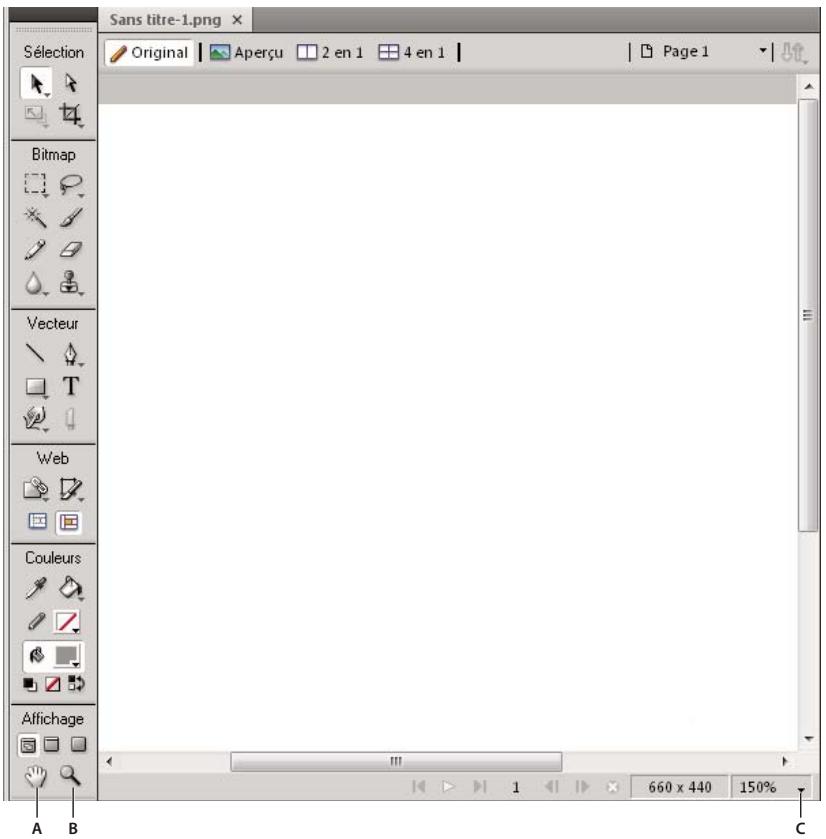ADOBE FIREWORKS CS4 - Zoom et panoramaque avant et arrêté - 1