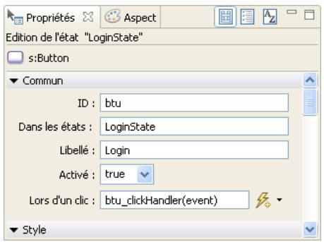 ADOBE FLASH BUILDER 4.5 - Vue Propriétés Flex - 1