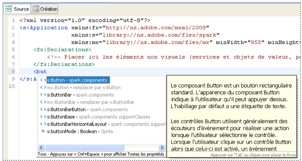 ADOBE FLASH BUILDER 4.5 - Assistant de contenu - 1