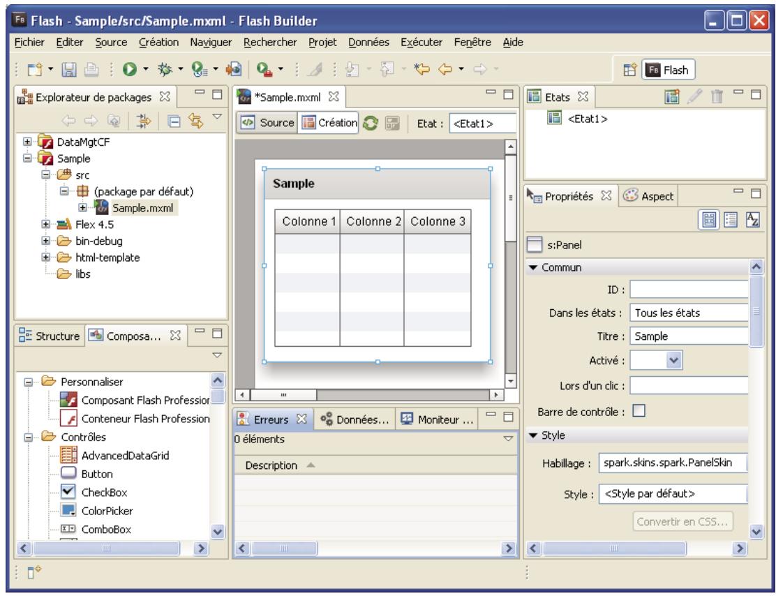 ADOBE FLASH BUILDER 4.5 - Perspective Développement Flash en mode Création - 1