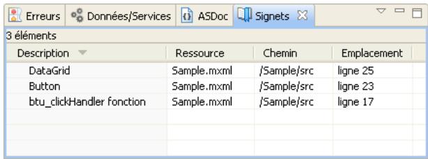 ADOBE FLASH BUILDER 4.5 - Vue Signets - 1