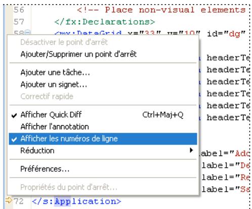 ADOBE FLASH BUILDER 4.5 - Affichage des numérios de ligne - 1