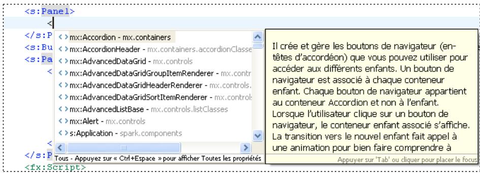 ADOBE FLASH BUILDER 4.5 - Assistant de contenu dans l'éditeur MXML - 1