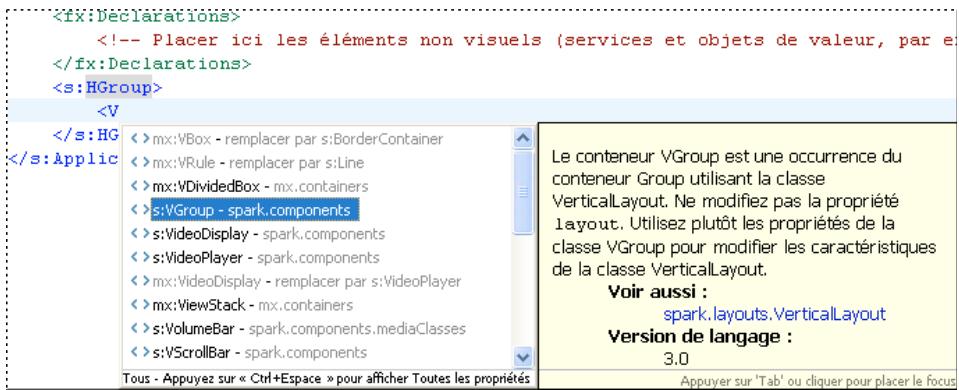 ADOBE FLASH BUILDER 4.5 - Utilisation de composants visuels en mode Source MXML - 1