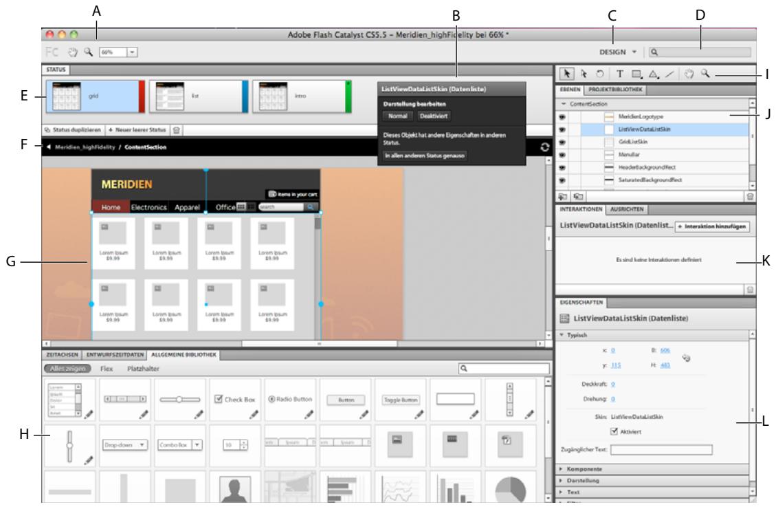ADOBE FLASH CATALYST CS5.5 - Espace de travail Création - 1