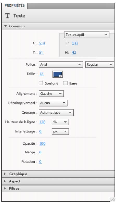 ADOBE FLASH CATALYST CS5.5 - Propriétés de texte - 1