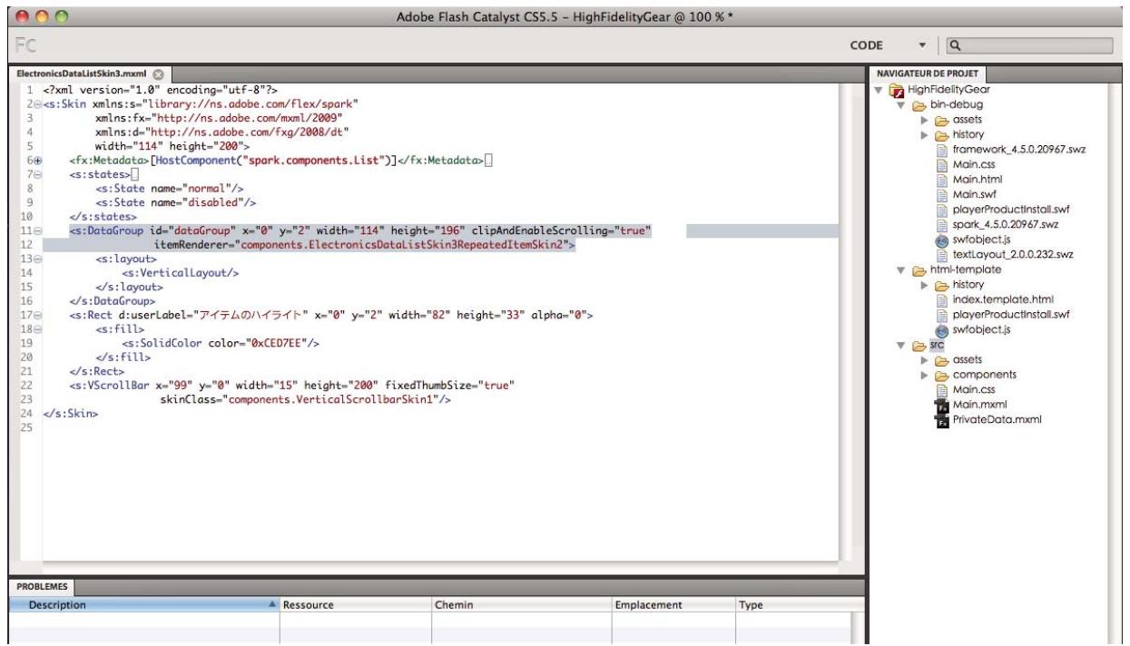 ADOBE FLASH CATALYST CS5.5 - Espace de travail Code - 1