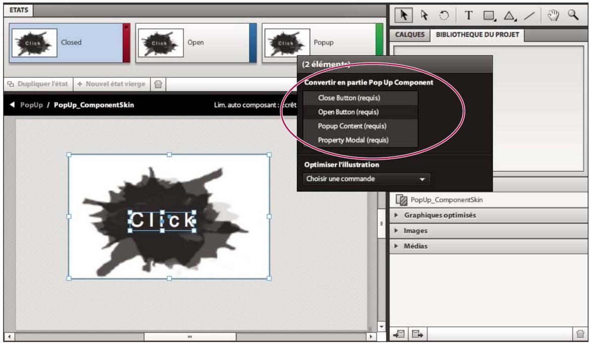 ADOBE FLASH CATALYST CS5.5 - Attribution d'illustrations à des parties du composant - 2
