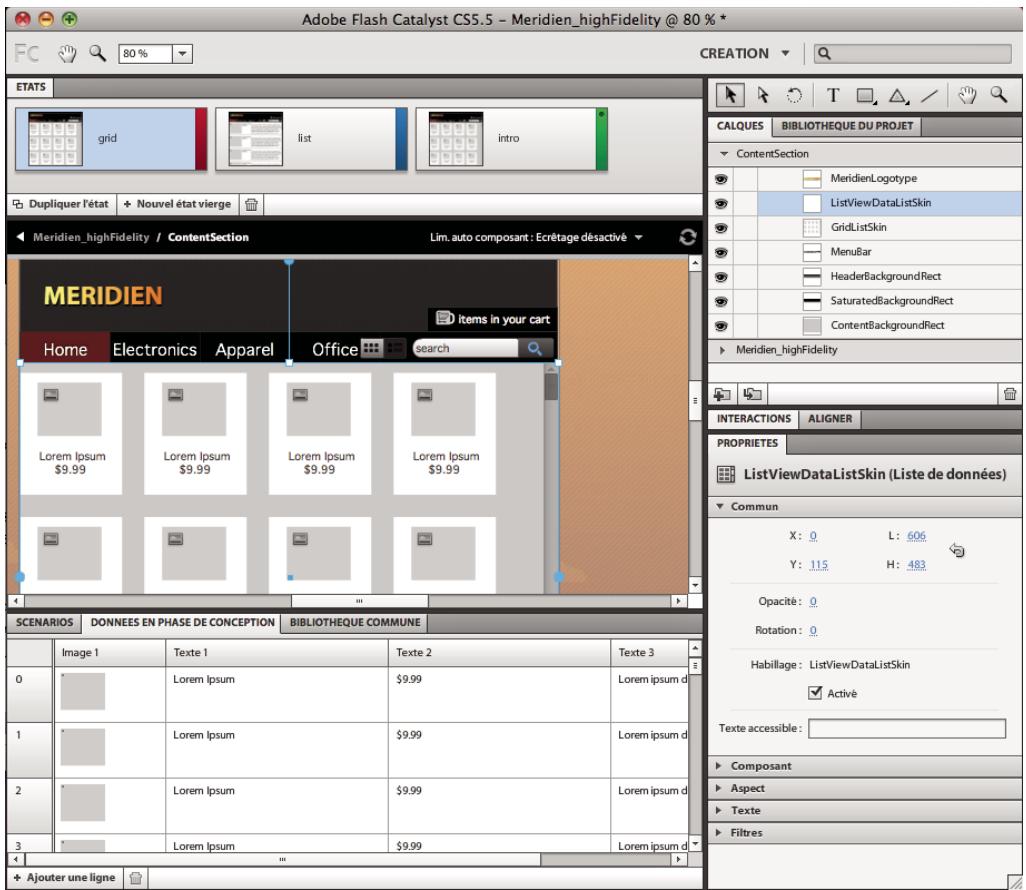ADOBE FLASH CATALYST CS5.5 - Présentation des listes de données - 1