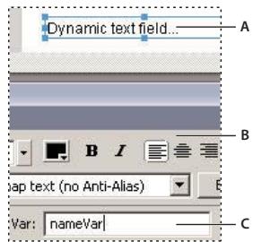 ADOBE FLASH LITE 1 - Pour associer un nom de variable à un champ texte dynamique ou de saisie : - 1