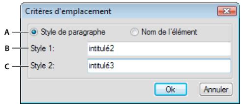 ADOBE FRAMEMAKER 9 - Configuration des critères d'emplacement des conteneurs - 1
