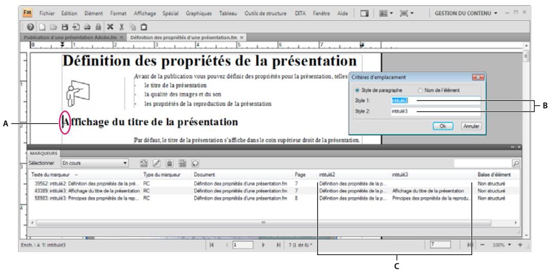 ADOBE FRAMEMAKER 9 - Configuration des critères d'emplacement des conteneurs - 2