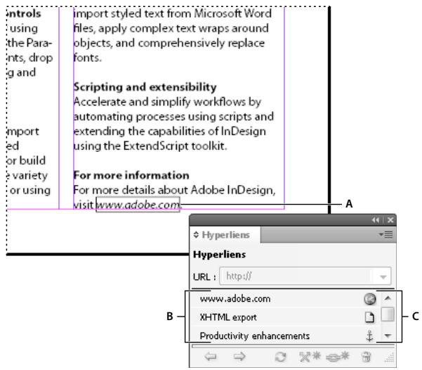 ADOBE INCOPY CS4 - Présentation du panneau Hyperliens - 1