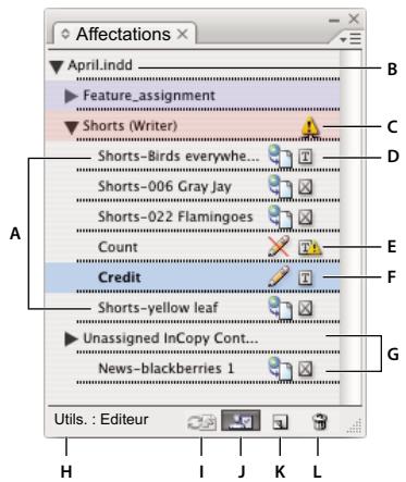 ADOBE INCOPY CS4 - Présentation du panneau Affectations - 1