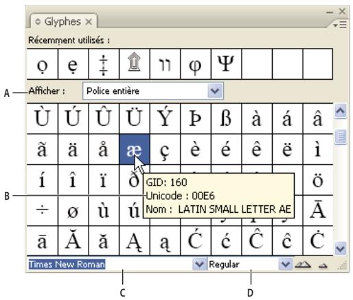 ADOBE INDESIGN CS4 - Présentation du panneau Glyphes - 1