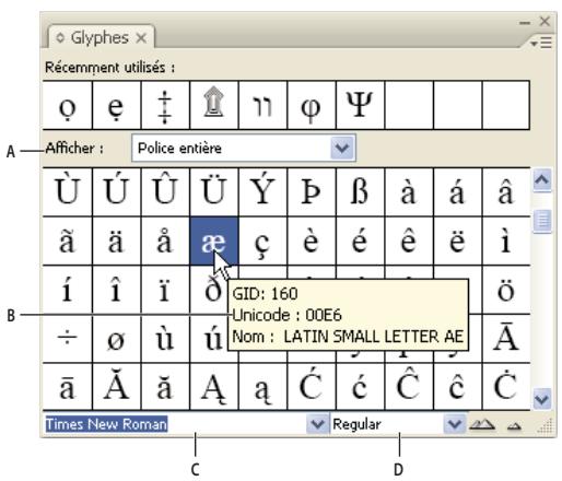 ADOBE INDESIGN CS5 - Présentation du panneau glyphes - 1