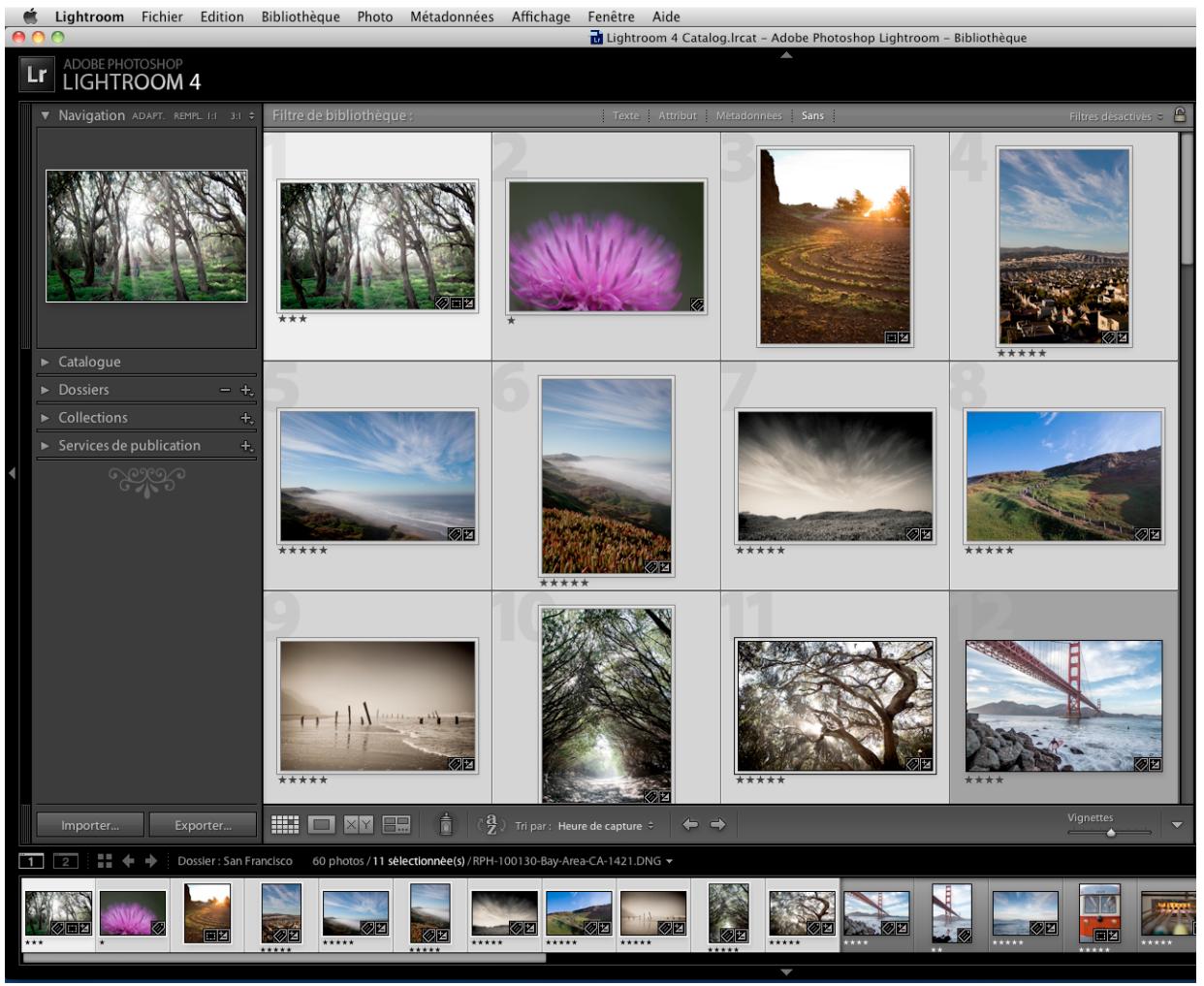 ADOBE LIGHTROOM 4 - Sélection des photos en mode Grille et dans le film fixe - 1