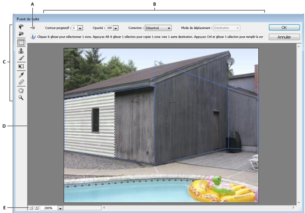 ADOBE PHOTOSHOP CS4 - Présentation de la boîte de dialogue Point de fuite - 1