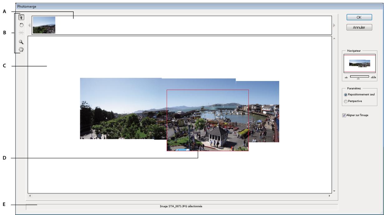 ADOBE PHOTOSHOP ELEMENTS 8 - Boîte de dialogue Photomerge spécifique aux dispositions interactives - 1