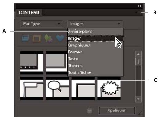ADOBE PHOTOSHOP ELEMENTS 8 - Utilisation du panneau Contenu - 1