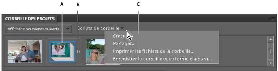 ADOBE PHOTOSHOP ELEMENTS 8 - Utilisation de la Corbeille des projets dans l'Editeur - 1
