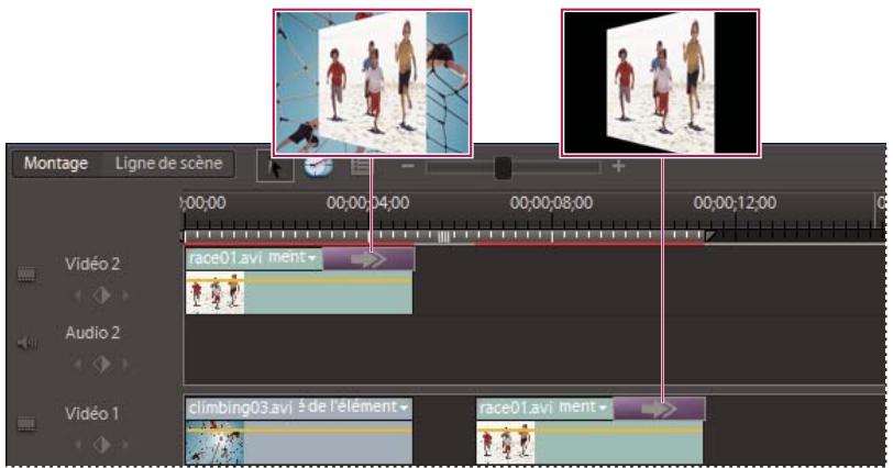 ADOBE PREMIERE ELEMENTS 7.0 - Application d'une transition à un côté dans la vue Montage - 1