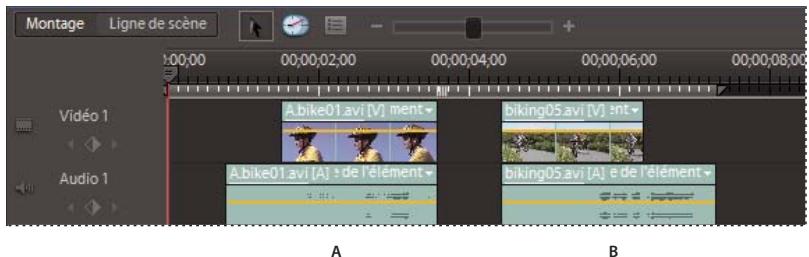 ADOBE PREMIERE ELEMENTS 7.0 - Prolongement de la piste audio avant ou après la video liée - 1