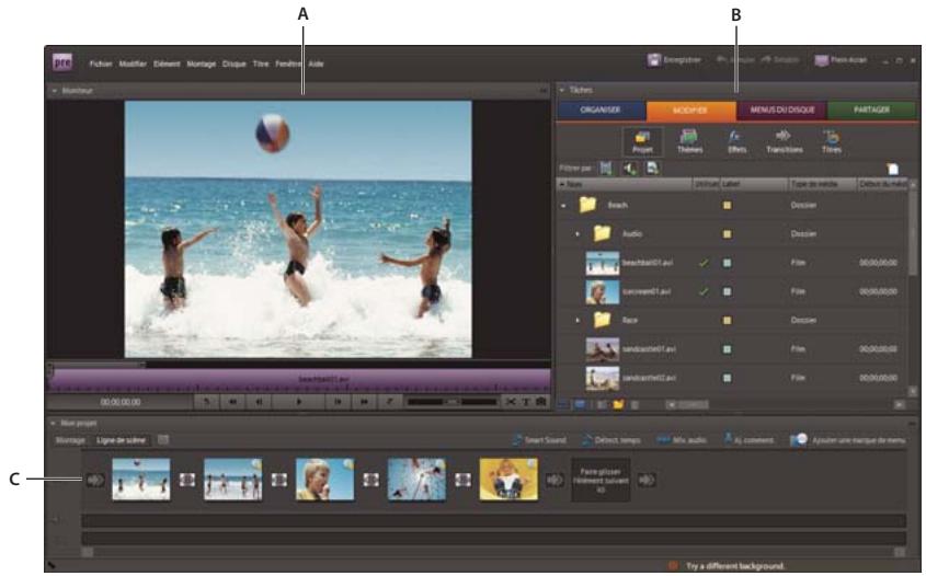 ADOBE PREMIERE ELEMENTS 7.0 - Présentation de l'espace de travail - 1
