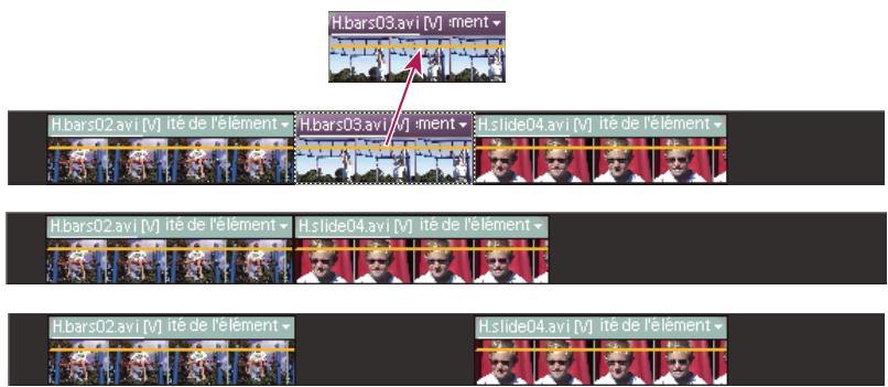 ADOBE PREMIERE ELEMENTS 7.0 - Suppression d'un élément dans le montage ou la ligne de scène - 1