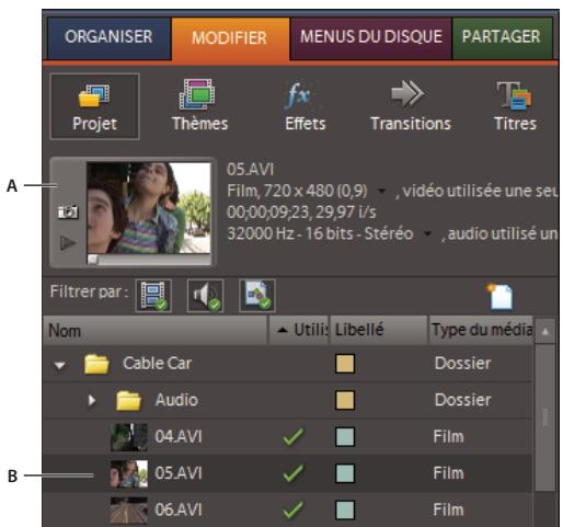 ADOBE PREMIERE ELEMENTS 7.0 - Modification de l'affichage des vignettes - 1