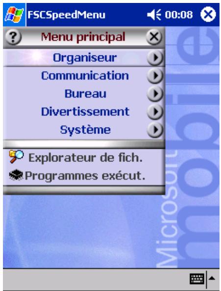 FUJITSU SIEMENS POCKET LOOX 400 - Menu principal ('Main') et menu condensé ('Quick') - 1