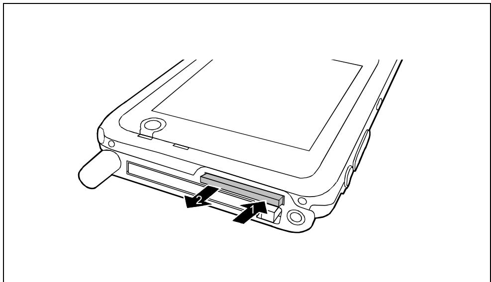 FUJITSU SIEMENS POCKET LOOX 610 - Retirer la carte d'extension SD/MMC - 1