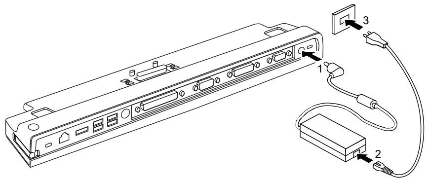 FUJITSU SIEMENS ESPRIMO MOBILE PORT REPLICATOR - Raccorder l'adaptateur d'alimentation au duplicateur de ports - 1