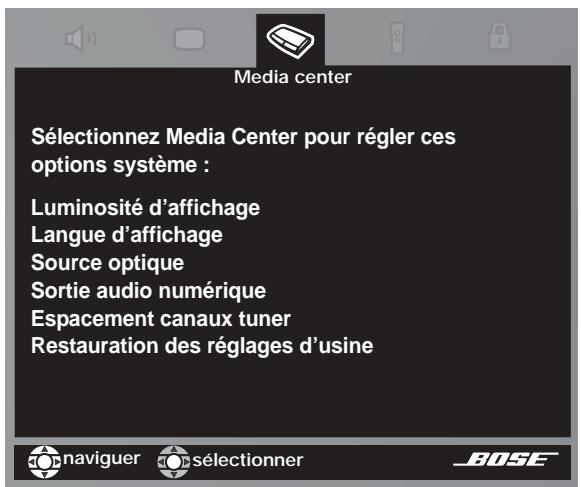 BOSE LIFESTYLE DVD - Options du media center - 1