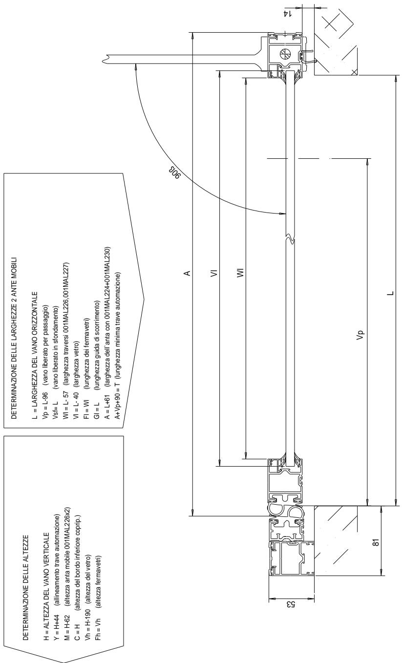 CAME PROFILES S40 - Fh = Vh (altezza fermavetri) - 1