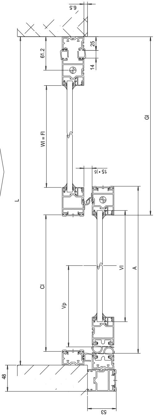 CAME PROFILES S40 - DETERMINAZIONE DELLE LARGHEZZE 2 ANTE MOBILI - 1