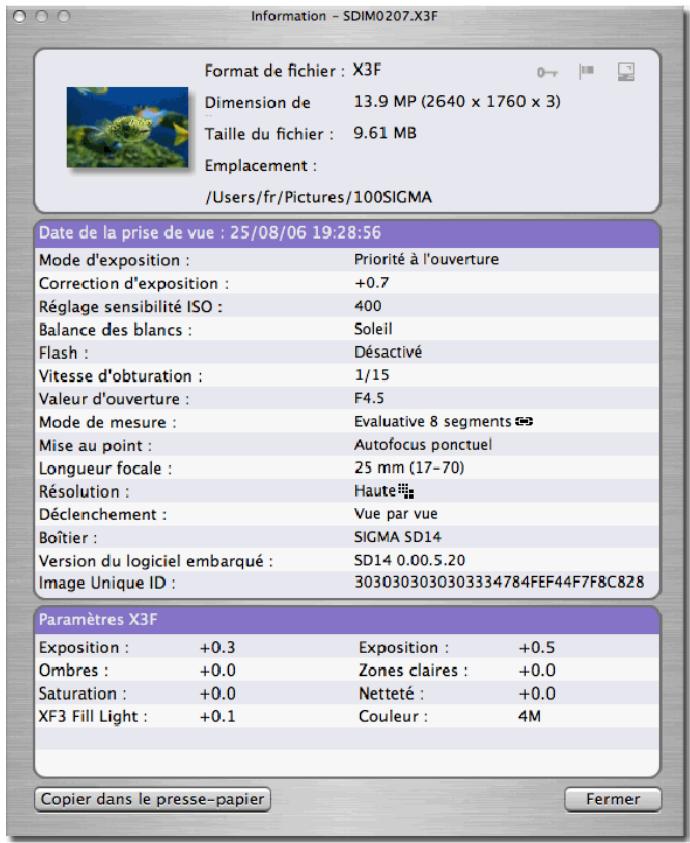 SIGMA PHOTO PRO - Le bouton info image - 1
