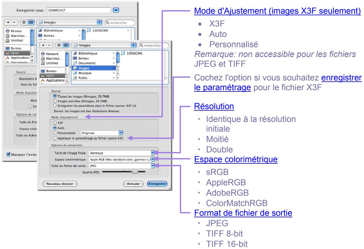 SIGMA PHOTO PRO - Options de conversion - 1