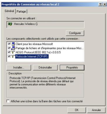 HERCULES WIRELESS G PCI - Windows 2000: Partager une connexion ADSL dans un réseau de type Ad hoc - 3