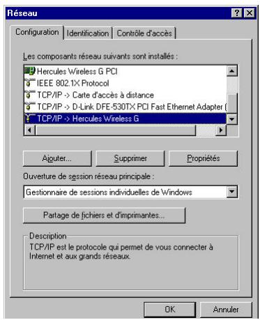 HERCULES WIRELESS G PCI - Windows 98 SE : Partager une connexion ADSL dans un réseau de type Ad hoc - 2