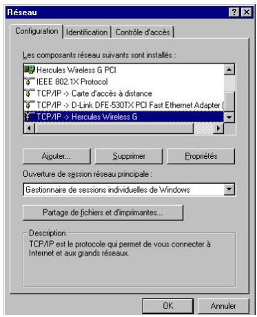 HERCULES WIRELESS G PCI - Windows 98 SE : Partager une connexion ADSL dans un réseau de type Infrastructure - 1