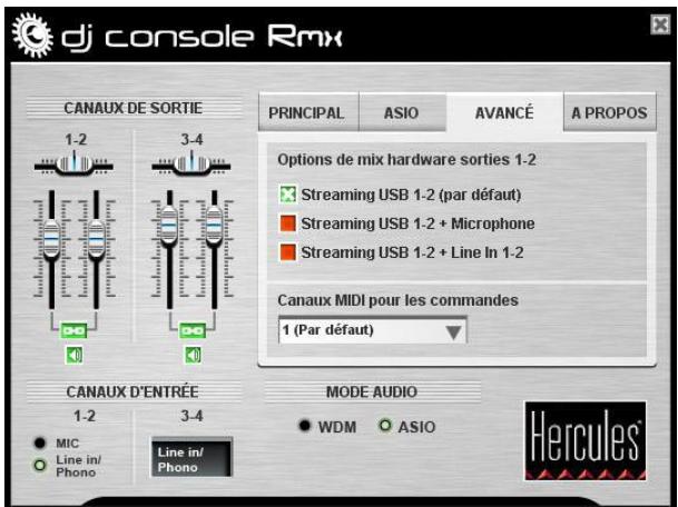 HERCULES DJ CONSOLE RMX - Onglet avancé: - 1