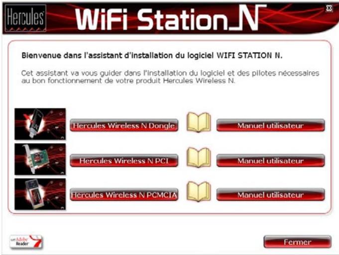 HERCULES HWNPCM-300 - Installer le pack WiFi Station N et la carte PCMCIA - 1