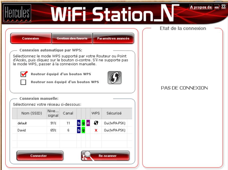 HERCULES HWNPCM-300 - Se connecter à un réseau via la liste des réseaux - 1
