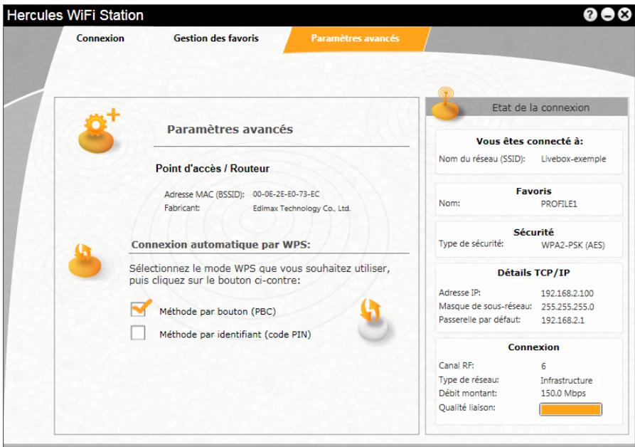 HERCULES HWNU-LB-150 - Se connecter à un réseau avec le bouton WPS dans WiFi Station - 1