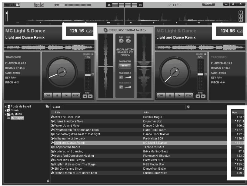 HERCULES VIRTUALDJ 6 LE TC - Affichage du BPM - 1